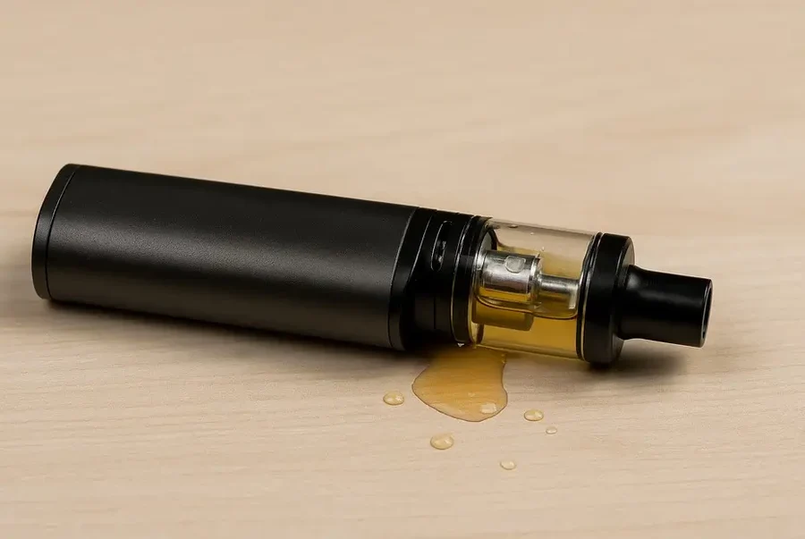 Une puff fuit : liquide accumulé sous la cartouche